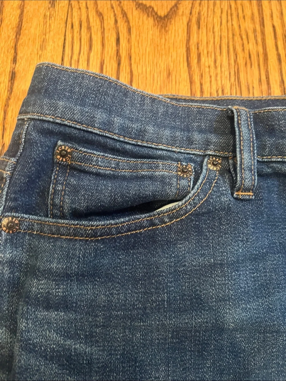 J. Crew Dark Blue Denim Mini Skirt with Frayed Hem